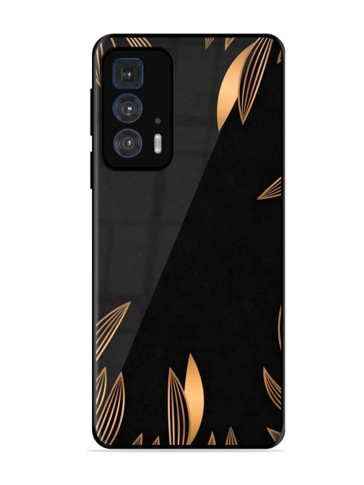 Golden Leaf Pattern Glossy Metal Phone Cover for Motorola Edge 20 Pro Zapvi