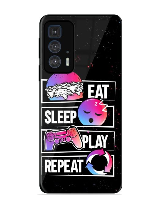 Eat Sleep Play Repeat Glossy Metal Phone Cover for Motorola Edge 20 Pro Zapvi