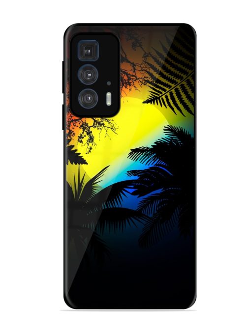 Colorful Sunset With Palm Trees Glossy Metal Phone Cover for Motorola Edge 20 Pro Zapvi