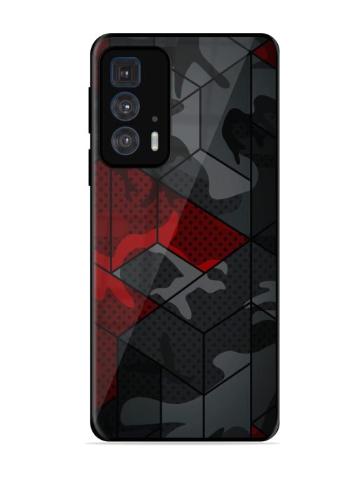 Red And Grey Pattern Glossy Metal Phone Cover for Motorola Edge 20 Pro Zapvi