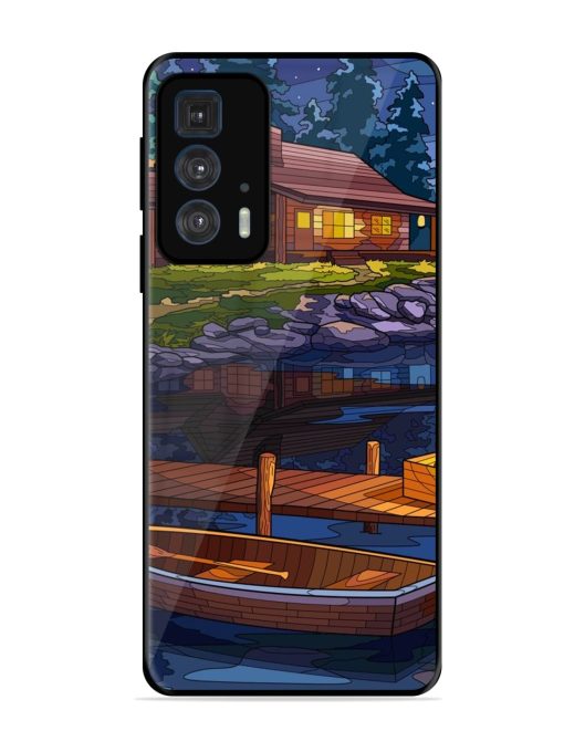 Village Night Scene Glossy Metal Phone Cover for Motorola Edge 20 Pro Zapvi