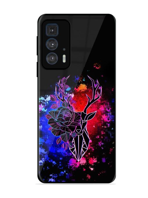 Floral Deer Art Glossy Metal Phone Cover for Motorola Edge 20 Pro Zapvi