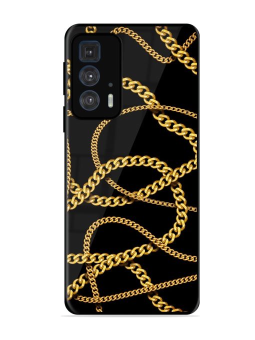 Decorative Golde Chain Glossy Metal Phone Cover for Motorola Edge 20 Pro Zapvi