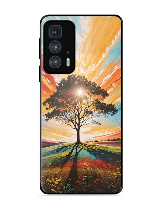 Abstract Tree Colorful Art Glossy Metal Phone Cover for Motorola Edge 20 Pro Zapvi