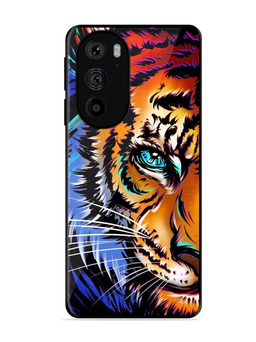 Colorful Lion Art Glossy Metal Phone Cover for Motorola Edge 30 Pro Zapvi