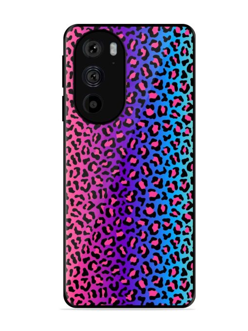 Colorful Leopard Seamless Glossy Metal Phone Cover for Motorola Edge 30 Pro Zapvi