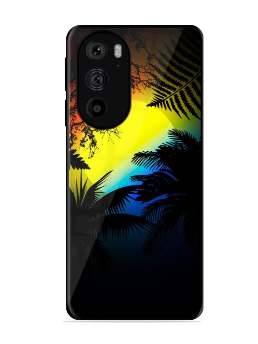 Colorful Sunset With Palm Trees Glossy Metal Phone Cover for Motorola Edge 30 Pro Zapvi