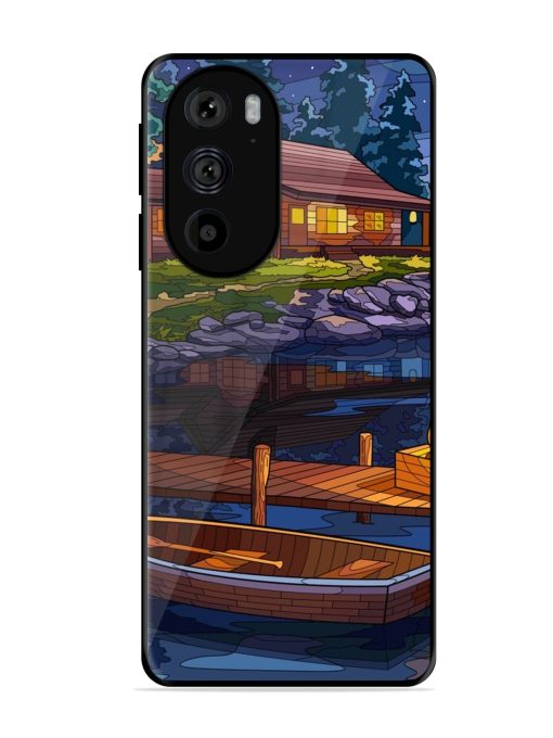 Village Night Scene Glossy Metal Phone Cover for Motorola Edge 30 Pro Zapvi