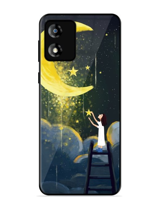 Moonlight Healing Night Illustration Glossy Metal TPU Phone Cover for Motorola Moto E13