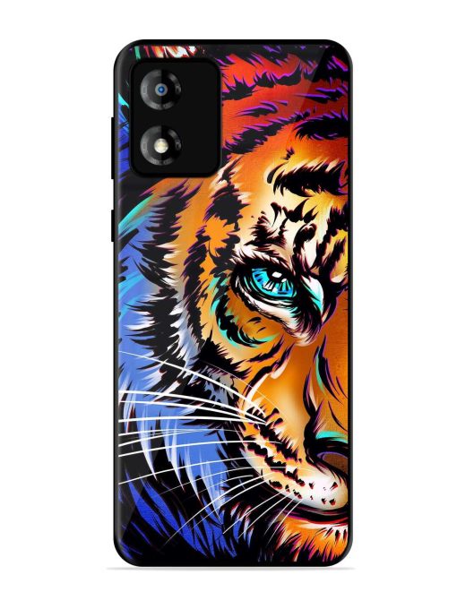 Colorful Lion Art Glossy Metal Phone Cover for Motorola Moto E13 Zapvi