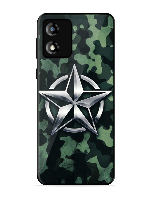 Indian Army Star Design Glossy Metal Phone Cover for Motorola Moto E13 Zapvi