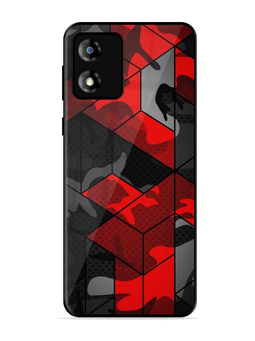 Royal Red Camouflage Pattern Glossy Metal Phone Cover for Motorola Moto E13 Zapvi