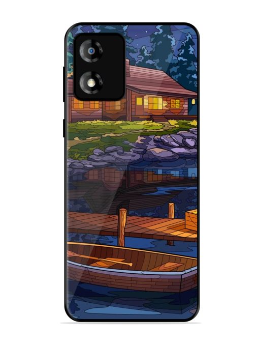 Village Night Scene Glossy Metal Phone Cover for Motorola Moto E13 Zapvi