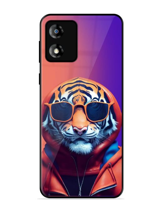 Tiger Animation Glossy Metal Phone Cover for Motorola Moto E13 Zapvi