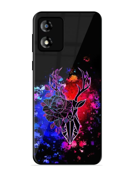 Floral Deer Art Glossy Metal Phone Cover for Motorola Moto E13 Zapvi