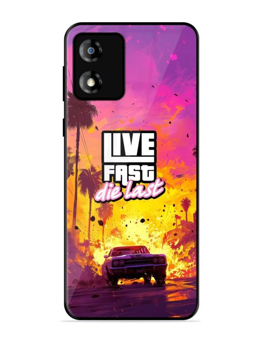 Live Fast Glossy Metal Phone Cover for Motorola Moto E13 Zapvi