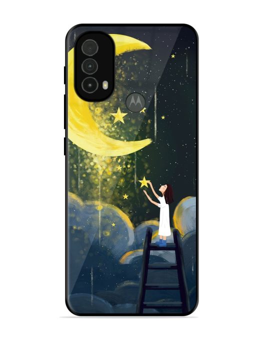 Moonlight Healing Night Illustration Glossy Metal TPU Phone Cover for Motorola Moto E40 Zapvi