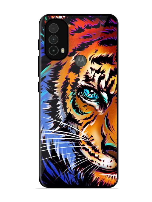 Colorful Lion Art Glossy Metal Phone Cover for Motorola Moto E40 Zapvi