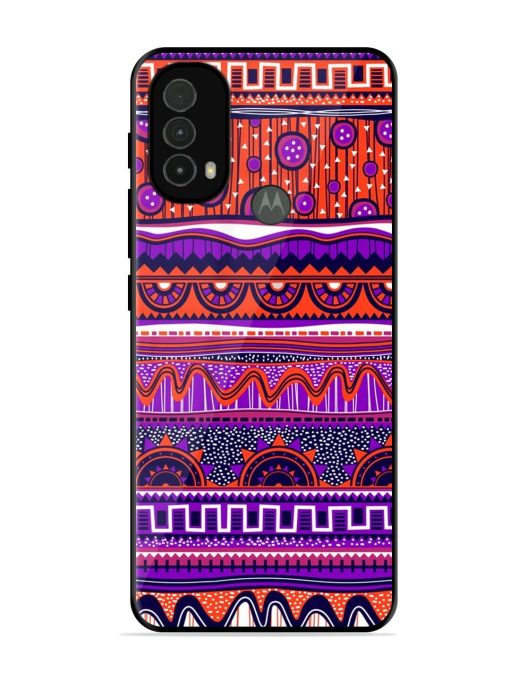 Ethnic Seamless Pattern Glossy Metal TPU Phone Cover for Motorola Moto E40 Zapvi