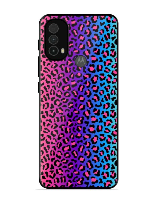 Colorful Leopard Seamless Glossy Metal Phone Cover for Motorola Moto E40