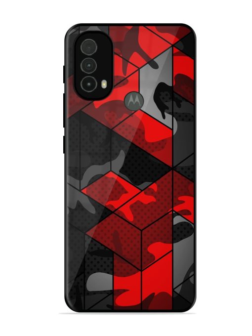 Royal Red Camouflage Pattern Glossy Metal Phone Cover for Motorola Moto E40 Zapvi