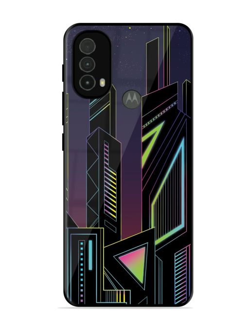 Neon Dreamscape Glossy Metal Phone Cover for Motorola Moto E40