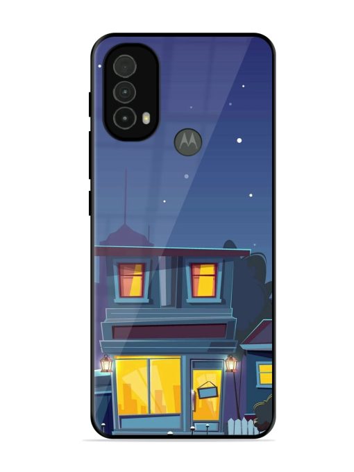 Vector Night House Glossy Metal Phone Cover for Motorola Moto E40