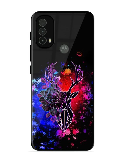 Floral Deer Art Glossy Metal Phone Cover for Motorola Moto E40 Zapvi