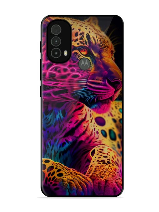 Leopard Art Glossy Metal Phone Cover for Motorola Moto E40 Zapvi