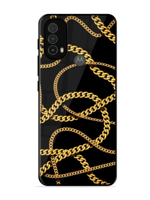 Decorative Golde Chain Glossy Metal Phone Cover for Motorola Moto E40 Zapvi