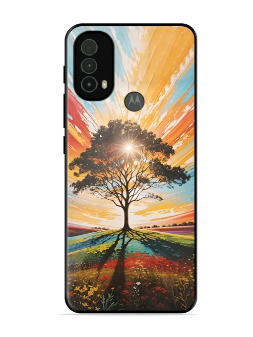 Abstract Tree Colorful Art Glossy Metal Phone Cover for Motorola Moto E40 Zapvi