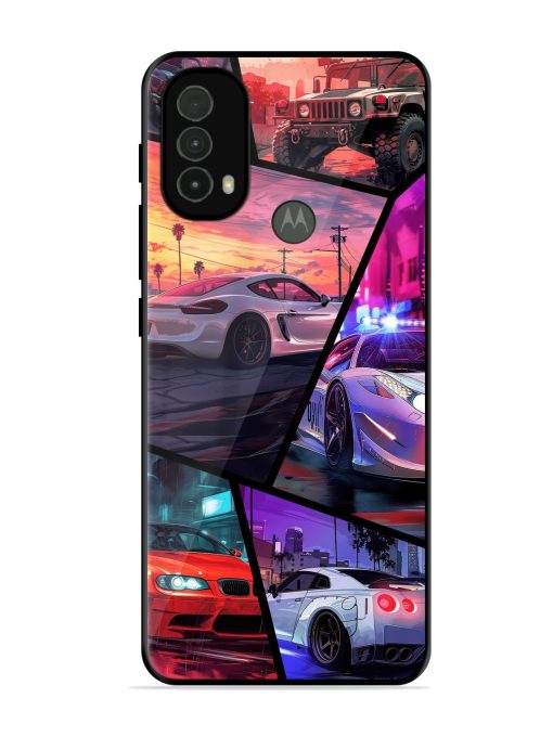 Ride In Pixels Glossy Metal Phone Cover for Motorola Moto E40 Zapvi