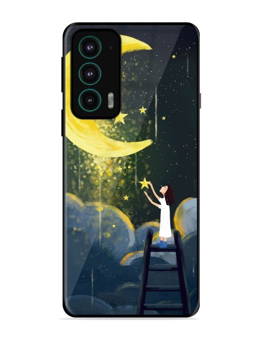 Moonlight Healing Night Illustration Glossy Metal TPU Phone Cover for Motorola Moto Edge 20 Zapvi