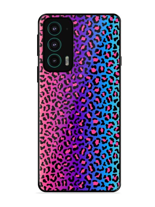 Colorful Leopard Seamless Glossy Metal Phone Cover for Motorola Moto Edge 20 Zapvi