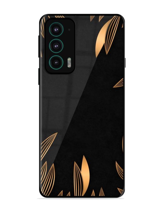 Golden Leaf Pattern Glossy Metal Phone Cover for Motorola Moto Edge 20 Zapvi