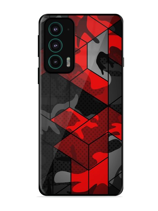 Royal Red Camouflage Pattern Glossy Metal Phone Cover for Motorola Moto Edge 20