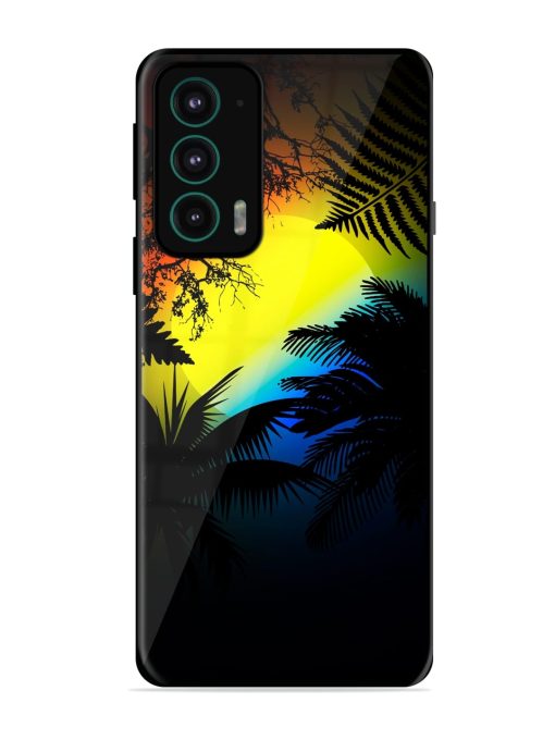 Colorful Sunset With Palm Trees Glossy Metal Phone Cover for Motorola Moto Edge 20 Zapvi