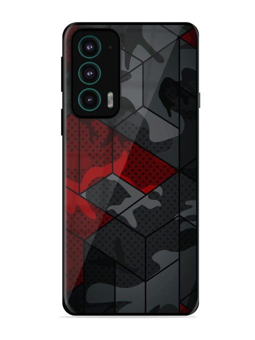 Red And Grey Pattern Glossy Metal Phone Cover for Motorola Moto Edge 20 Zapvi