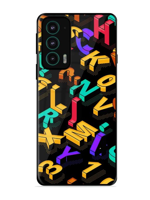 Seamless Pattern With Letters Glossy Metal Phone Cover for Motorola Moto Edge 20 Zapvi