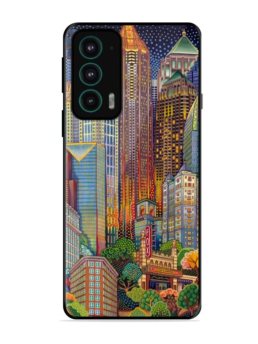 Cityscapes Art Glossy Metal Phone Cover for Motorola Moto Edge 20