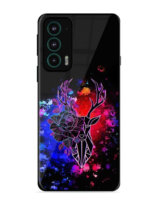 Floral Deer Art Glossy Metal Phone Cover for Motorola Moto Edge 20 Zapvi