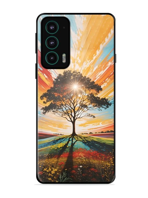 Abstract Tree Colorful Art Glossy Metal Phone Cover for Motorola Moto Edge 20 Zapvi