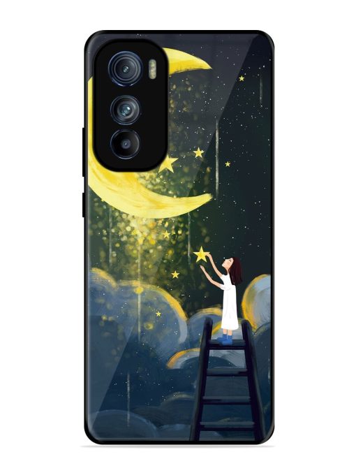 Moonlight Healing Night Illustration Glossy Metal TPU Phone Cover for Motorola Moto Edge 30 Zapvi