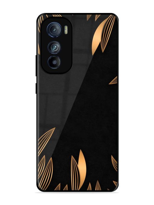 Golden Leaf Pattern Glossy Metal Phone Cover for Motorola Moto Edge 30 Zapvi