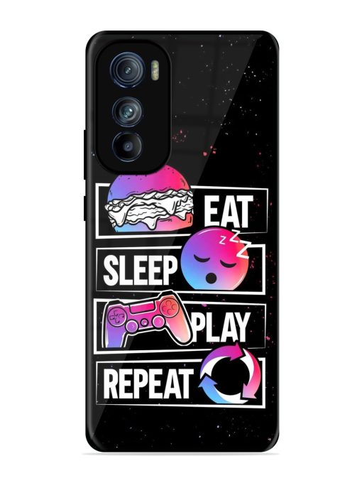 Eat Sleep Play Repeat Glossy Metal Phone Cover for Motorola Moto Edge 30 Zapvi