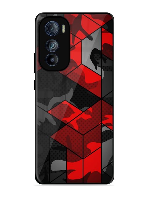 Royal Red Camouflage Pattern Glossy Metal Phone Cover for Motorola Moto Edge 30 Zapvi