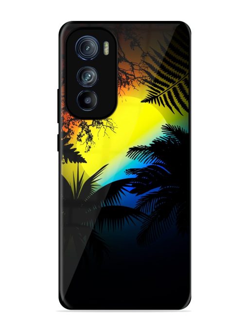 Colorful Sunset With Palm Trees Glossy Metal Phone Cover for Motorola Moto Edge 30 Zapvi