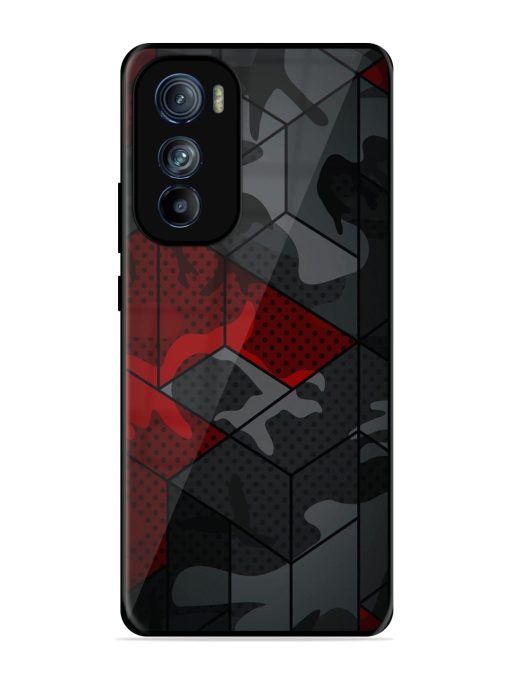 Red And Grey Pattern Glossy Metal Phone Cover for Motorola Moto Edge 30