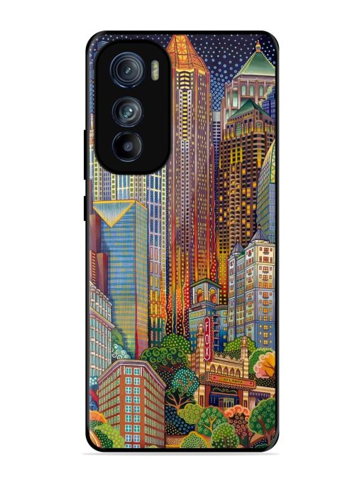 Cityscapes Art Glossy Metal Phone Cover for Motorola Moto Edge 30 Zapvi