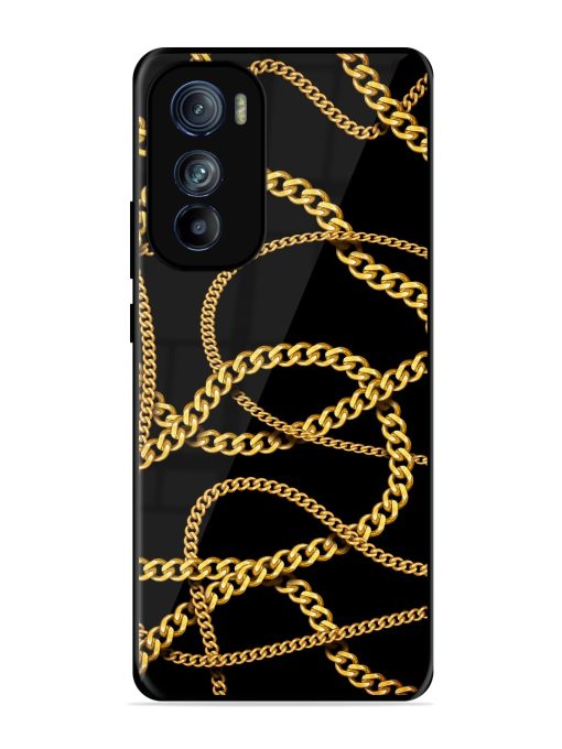 Decorative Golde Chain Glossy Metal Phone Cover for Motorola Moto Edge 30 Zapvi